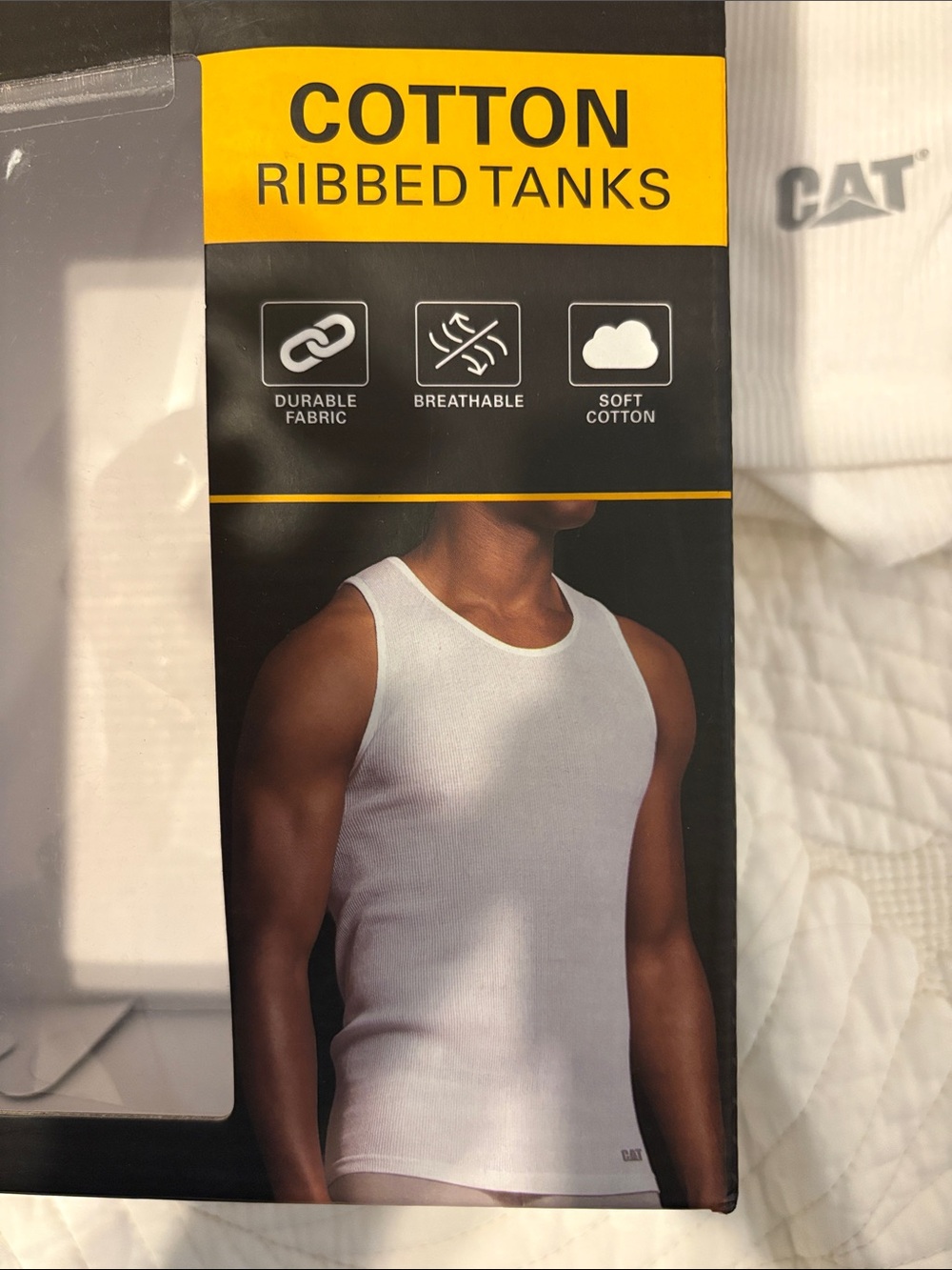 CAT White Ribbed Tank Top - Pack of 5 New without tags , no box